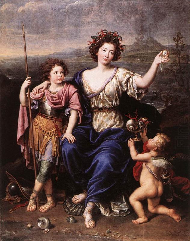 MIGNARD, Pierre The Marquise de Seignelay and Two of her Children china oil painting image